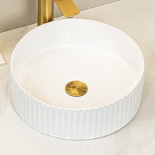 Zoya 280mm Gloss White Round Ceramic Basin with Pop-Up Waste