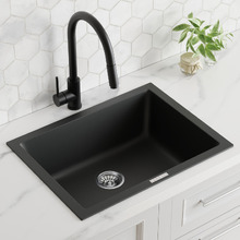 610mm Single Dark Grey Granite Composite Kitchen Sink