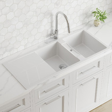 1160mm Double Granite Composite Kitchen Sink with Drainer