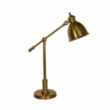 Vermont Steel Adjustable Desk Lamp in Antique Brass