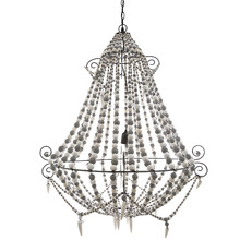 White & Grey Gola Beaded Wooden Chandelier