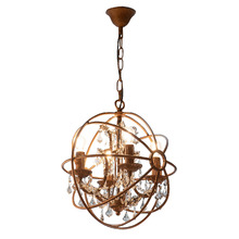 Small Rust Sundance Metal & Chinese Crystal Chandelier