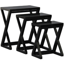3 Piece Black Larsson Mahogany Nesting Tables Set
