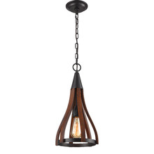Dacre 1 Light Iron & Wood Pendant