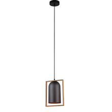 Black Ehen Iron & Wood Pendant Light
