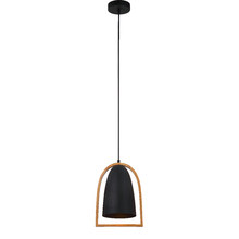 Black Ehen Iron & Wood Pendant Light