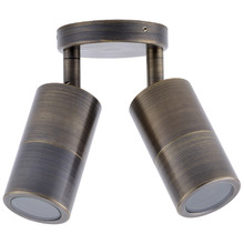 Lustro GU10 Rustic Brass Adjustable Double Exterior Spotlight