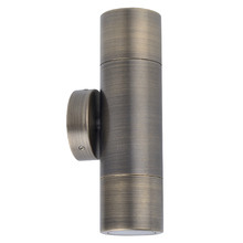 GU10 Up/Down Rustic Brass Outdoor Wall Light