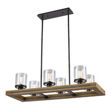 Meti Wood & Glass 6 Light Pendant