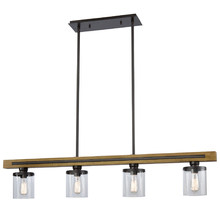 Meti Wood & Glass 4 Light Pendant