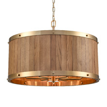Barrique 6 Light Oak Wood Pendant