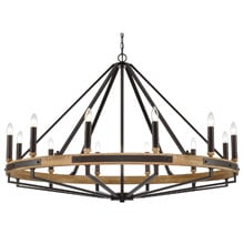 Corey Iron & Oak Wood 12 Light Pendant