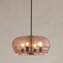 Ender Iron & Glass Dome 4 Light Pendant