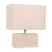 Aric Travertine & Iron Beige Rectangular Table Lamp