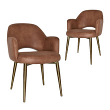 Lex Faux Leather Dining Chairs with Brass Legs (Set of 2)