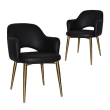 Lex Vinyl Dining Chairs with Brass Legs (Set of 2)