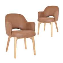 Lex Upholstered Dining Chairs with Ash Wood Legs (Set of 2)