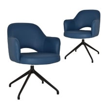 Lex Vinyl Trestle Armchairs (Set of 2)