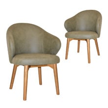 Scranton Upholstered Dining Chairs with Ash Wood Legs (Set of 2)