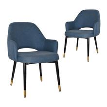 93cm Lex Cotton-Blend Dining Chairs with Brass Accent (Set of 2)