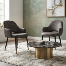 93cm Lex Faux Leather Dining Chairs with Brass Accent (Set of 2)