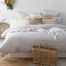 Plain Silver Linen Quilt Cover Set