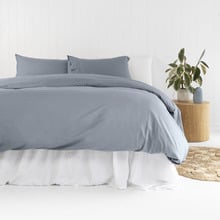 Steel Blue Temple Organic Cotton Quilt Cover Set