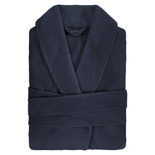 Navy Waffle Cotton-Blend Bath Robe