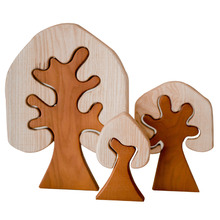 Q Toys 3 Piece 2 Tone Rubberwood Tree Set