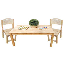 Rubber Wood Rectangular Table with 2 Stacking Chairs