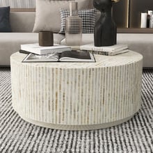 White Kohana Round Mother of Pearl Coffee Table