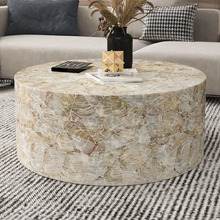 Beige Amana Round Mother of Pearl Coffee Table