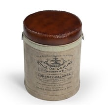 Francia Canvas & Goat Leather Ottoman