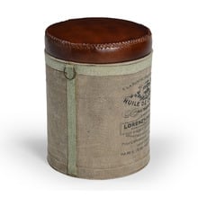Francia Canvas & Goat Leather Ottoman