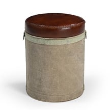 Francia Canvas & Goat Leather Ottoman