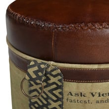 Calluna Canvas & Goat Leather Ottoman