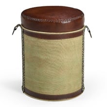 Calluna Canvas & Goat Leather Ottoman