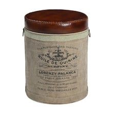 Francia Canvas & Goat Leather Ottoman