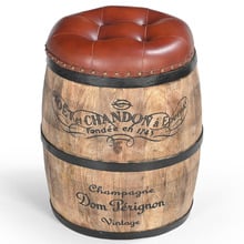 Moet et Chandon Wood & Leather Storage Ottoman