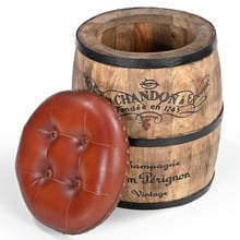 Moet et Chandon Wood & Leather Storage Ottoman