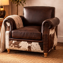 Zekria Buffalo Leather & Cowhide Armchair