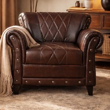 Studded Leather Arm Chair