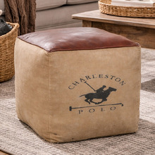Polo Canvas & Leather Ottoman