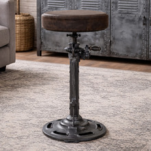 Vintage-Style Austin Leather Adjustable Barstool