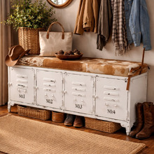 Chiko Metal & Cow hide Bench