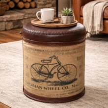 Calluna Canvas & Goat Leather Ottoman