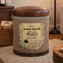 Chateau Canvas & Goat Leather Ottoman