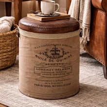 Francia Canvas & Goat Leather Ottoman