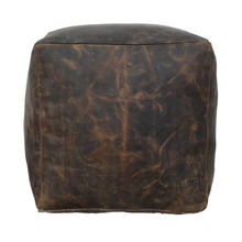 Brown Vintage-Style Austin Leather Ottoman