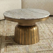 Joron Round Iron & Marble Coffee Table